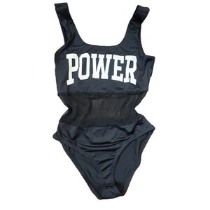 Forever 21 xxi black one piece monokini mesh POWER medium